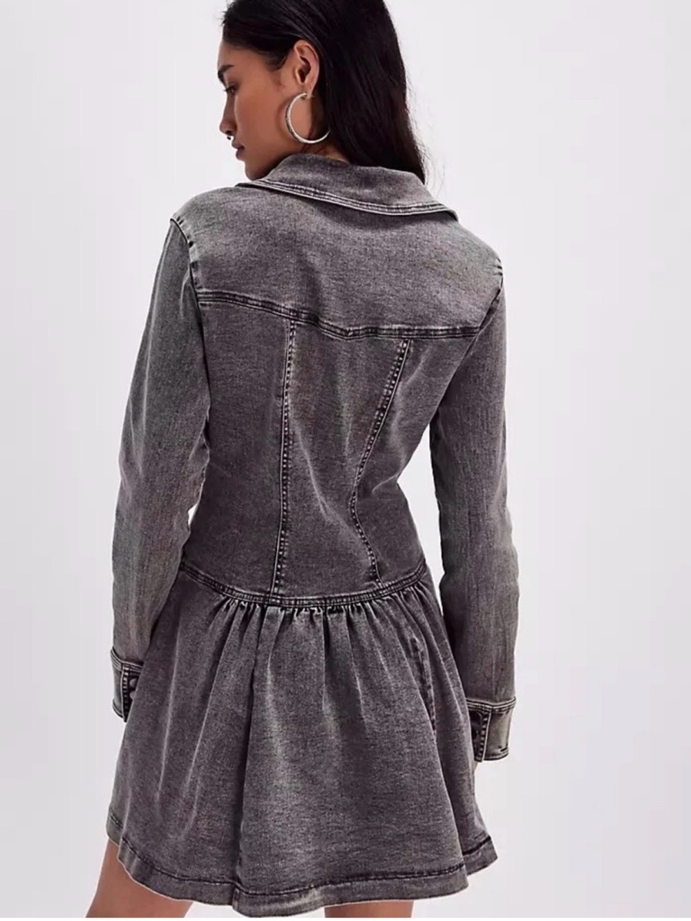 Free People Denim Button Down Mini Dress - Picture 2 of 9